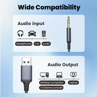 Cáp Aux Jack chất lượng cao Elough USB sang Bộ chuyển đổi cáp âm thanh Aux 3,5 mm