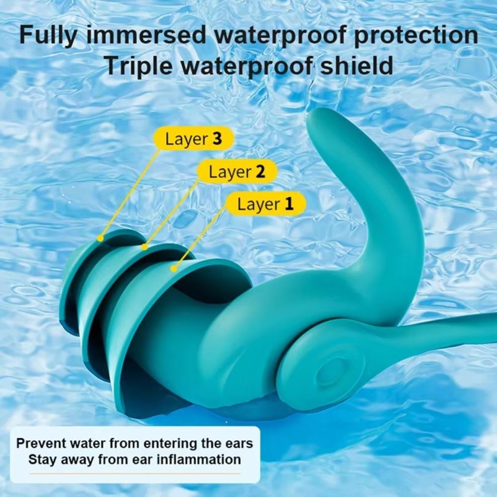 1 Cặp Nút Tai Bơi Silicone, Giảm Tiếng Ồn, Chống Nước, Thích Hợp Để Ngủ