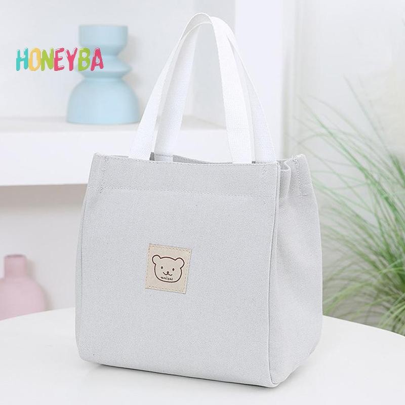 < Honeyba > Túi vải thời trang Túi xách Bento Hộp cơm trưa Túi vải nhỏ cầm tay
