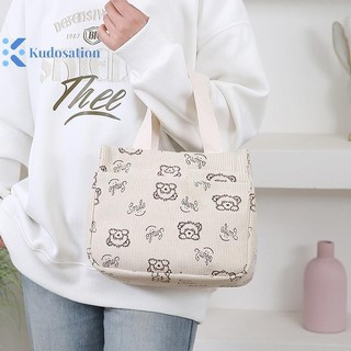Kudosation Phim hoạt hình dễ thương In vải nhung Túi xách đa năng Nhân viên văn phòng Bữa trưa Túi Tote Bento