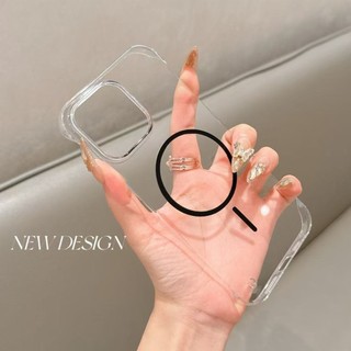 Ốp điện thoại không gian trong suốt cuộn dây từ tính mạnh mẽ cho IPhone 16 15 14 13 12 Pro Max Vỏ Acrylic Nút mạ điện Vỏ bảo vệ chống rơi