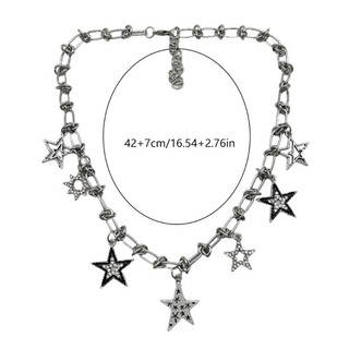 Kra Ngọt Ngào Thoáng Mát Cô Gái Ngôi Sao Vòng Cổ Y2k Trang Sức Ngôi Sao Rỗng Mặt Dây Chuyền Kẹp Giấy Dây Xích