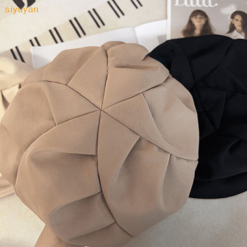 Siyuyan Mũ Nồi Đám Mây Hàn Quốc Thời Trang Xếp Ly Mũ Hình Bát Giác Vintage Màu Trơn Đạt Đỉnh Mũ Mùa Xuân Thu Mũ Nồi Chống Gió VN