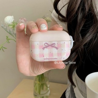 Ốp Lưng Cho AirPods 1 2 3 AirPods Pro2 IMD TPU Sang Trọng Vỏ AirPods Phong Cách Hàn Quốc Nơ Màu Hồng