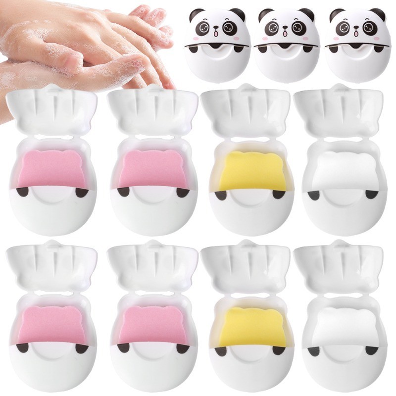 [Đặc sắc] Xà phòng Panda - Xà phòng vệ sinh du lịch - Di động, dùng một lần, Mini, Rich Foam - Tấm xà phòng làm sạch - Giấy rửa tay - Đồ vệ sinh ngoài trời