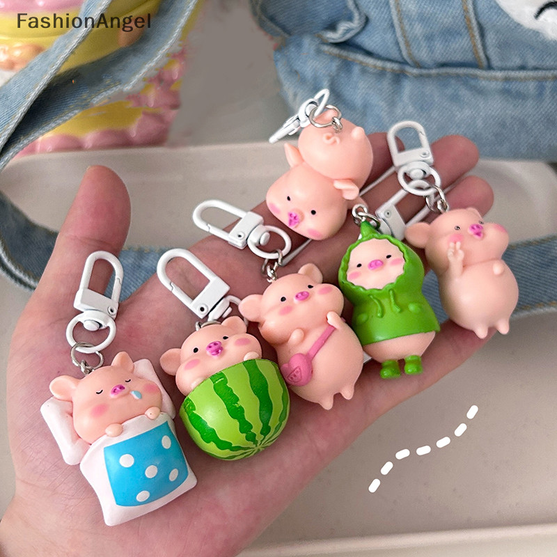 FashionAngel Dễ Thương Ngộ nghĩnh Ba Chiều Heo Móc Khóa Hình Động Vật Móc Khóa Túi Điện Thoại Di Động Mặt Dây Chuyền Trang Trí Phụ Kiện TH
