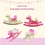 YOLOGO Rocking Horse, Búp bê trượt và giường, Nhà búp bê thời trang dễ thương Giá đỡ nội thất thu nhỏ, Đồ chơi DIY hợp thời trang cho bé gái Quà tặng bé gái