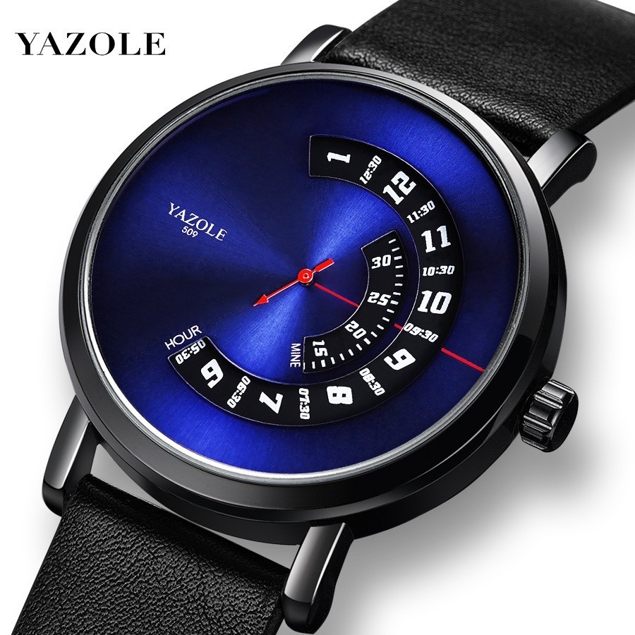 [CHÍNH HÃNG] Đồng hồ nam Yazole 509 dây da kim chạy dọc phong cách doanh  nhân sang trọng - Main Image