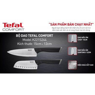 Bộ dao làm bếp cao cấp Tefal Comfort K221S244 15cm và 12cm, dao cao cấp, bảo hành 2 năm