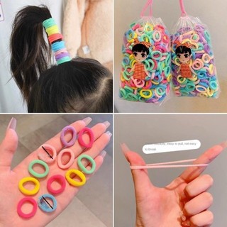 SPEETTY 100 chiếc Băng đô đàn hồi cao, Bộ băng đô trẻ em màu nâu đen Hàn Quốc, Dây buộc tóc ngón tay MIni dễ thương thời trang Không gây hại Vòng tóc Cô gái Phụ kiện tóc