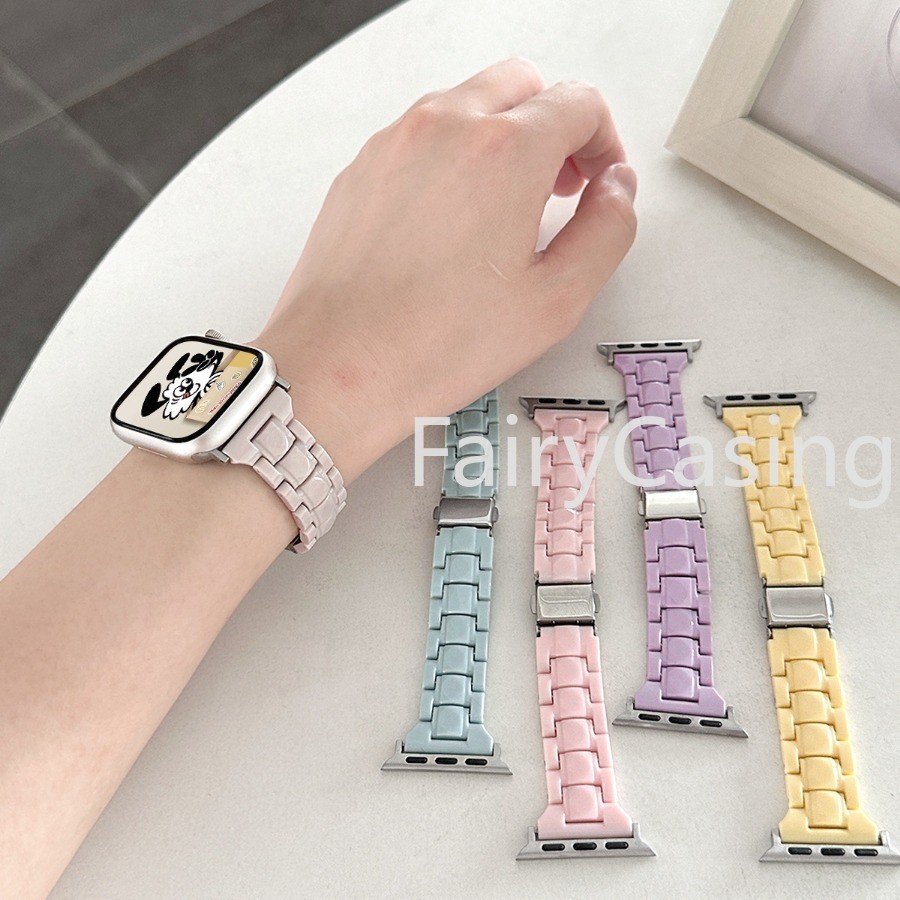 Mới Màu Kẹo Nhựa S11 Dây Đeo AW Watch 49mm 41mm 45 44 40 42 38 mm Cô Gái Dây Đeo Đồng Hồ Cho iWatch 9 8 7 6 5 4 3 2 Ban Nhạc Phụ Kiện