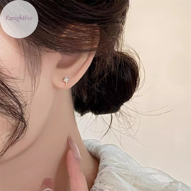 K2nightfee 1 Đôi Bông Tai Ngôi Sao Tám Cánh Zircon Đơn Giản Cho Nữ Tinh Tế Bông Tai Nhỏ Đa Năng Phụ Kiện Trang Sức Quà Tặng VN