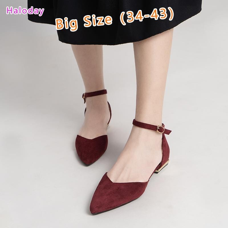 Giày Nữ Size Lớn (Size 34-43)✨Giày Đơn Nữ Mùa Xuân Mùa Hè Mũi Nhọn Rỗng Dây Đeo Một Từ Cổ Tích Đen Giày Công Sở Giày Nữ Thoải Mái Chống Trơn Trượt WZXA