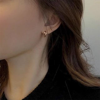Khóa tai kim cương dát - Y2K, Vintage kiểu Pháp, INS - Màu bạc vàng, Đồng - Phụ kiện trang sức - Bông tai vòng tròn