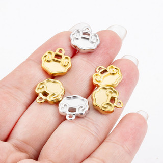 Mặt dây chuyền khóa may mắn bằng thép không gỉ Phụ kiện trang sức DIY 18k Vỏ vàng Tuổi thọ Khóa quyến rũ