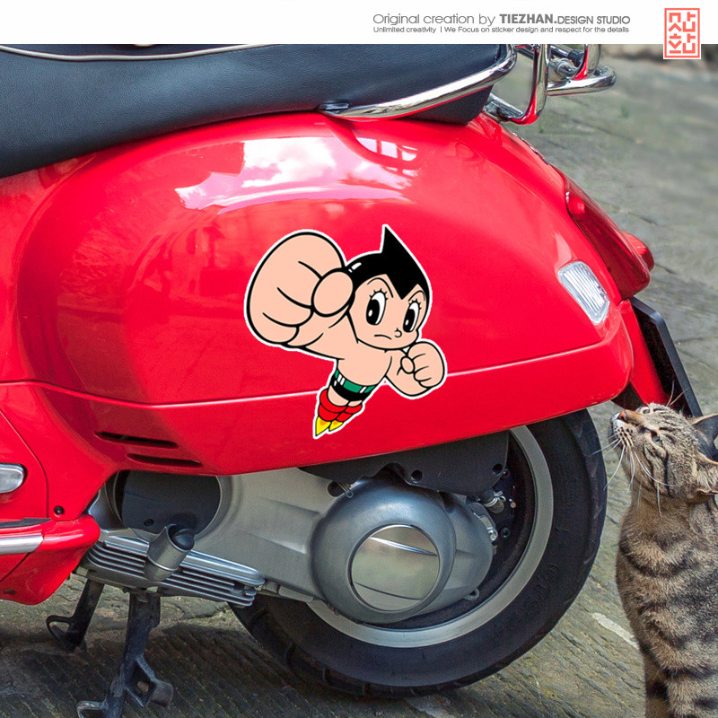 Nhãn dán xe hơi hoạt hình Anime Astro Boy, nhãn dán tường sắt điện dễ thương, trang trí chống nước, bọc chống trầy xe máy