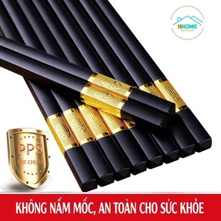 [Bộ 10 Đôi] Đũa Mạ Vàng Nhật Nhựa Melanin Cao Cấp Chống Trơn Chống Mốc Chịu Nhiệt