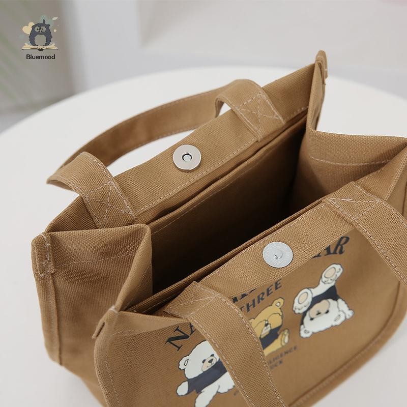 [Bluemood] Túi đựng đồ ăn trưa bằng vải Canvas Cổ điển Hộp cơm trưa Túi xách đa chức năng Mới