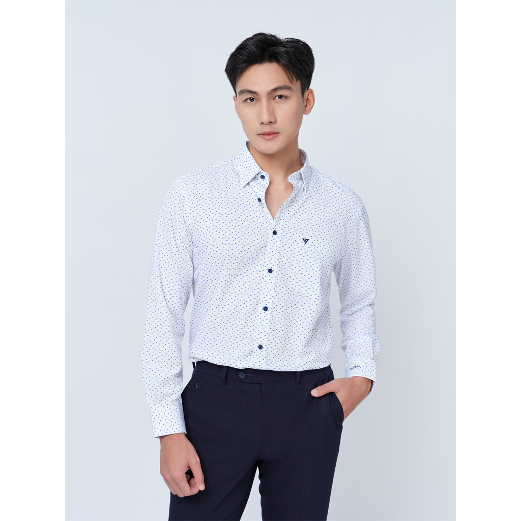 Sơ mi dài tay vạt tròn VIETTIEN vải sợi tre phom REGULAR VT00000336