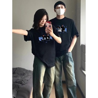 HIIXIIVI Mới Phong Cách Hàn Quốc Thời Trang Nữ Quần Áo Rời Cặp Đôi Áo Thun Cotton Tay Ngắn Oversize Tee Nhân Quả Người Phụ Nữ Cổ Tròn Áo