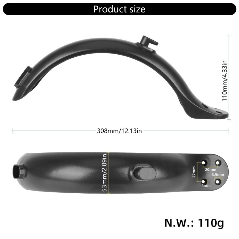 Chắn bùn phía sauSplash Guard nhựa 4 lỗ, thay thế cho xe scooter điện Fol