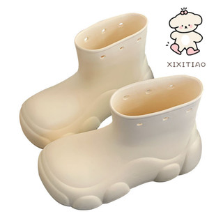 Giày Đi Mưa Xixitiao Nữ Thu Đông Phong Cách Mới Thường Ngày Ngoài Trời Mặc Ngoài Trời Chống Thấm Nước Đế Dày Thời Trang