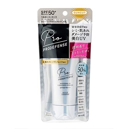 KOSE Suncut Pro Defense Whitening Sunscreen UV Essence 90g, Fragrance-Free, prevents spots and skin irritation.- Direct from Japan