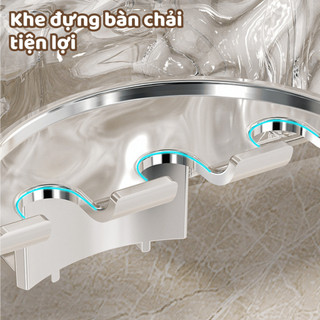 Kệ Để Bàn Chải Đánh Răng Hút Tường Kèm 4 Cốc Tiện Lợi, Kệ Để Đồ Đa Năng Trong Suốt Chịu Lực Tốt NGÓI HOME - KDR04