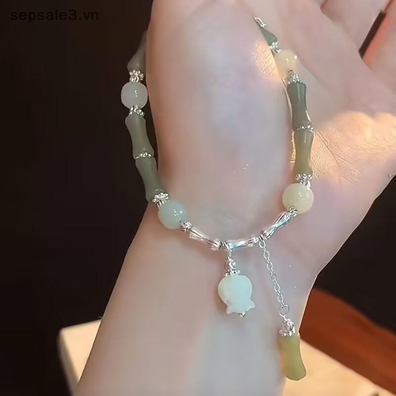 # Sepsale # Phong Cách Trung Hoa Vintage Tre Xanh Khớp Đính Hạt Vòng Tay Cho Nữ Thời Trang Đơn Giản Charm Hoa Vòng Tay Món Quà Trang Sức.