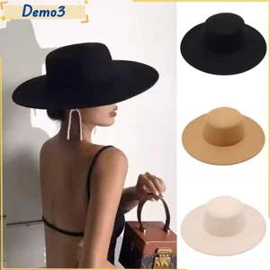 Mũ Flatcap nữ, Mũ nỉ cổ điển màu trơn, Vành rộng kiểu Pháp Hepburn Phong cách Flat-top Cap Church