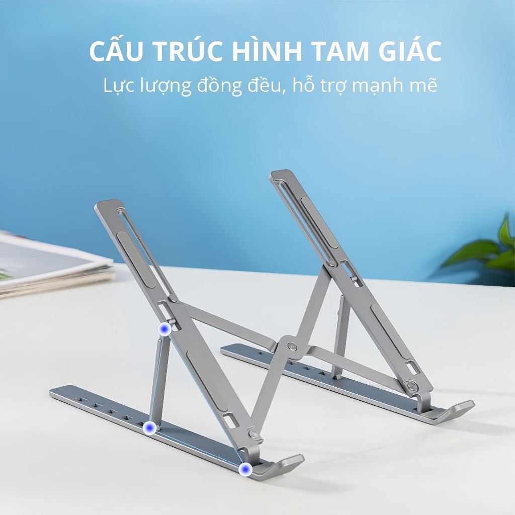 [Đơn 85k Nhận Quà] Giá đỡ laptop bằng nhôm điều chỉnh độ cao, gấp gọn, hỗ trợ tản nhiệt khi kê máy tính