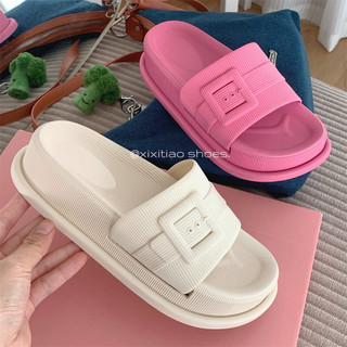 XIXITIAODép nữ mùa hè, phong cách nghỉ dưỡng, đế dày tăng chiều cao, khóa vuông, ngoài trời và bãi biển