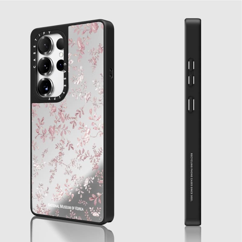 Casetify X Ốp lưng làm đẹp thẩm mỹ Matte Black & Sliver Mirror Vỏ hút từ tính Samsung Galaxy S23 S24 S25 Ultra Plus Mặt sau cứng có hộp khắc logo