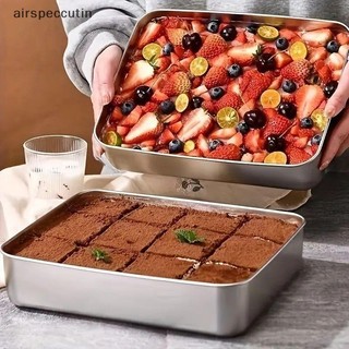 Airspecutin Thép không gỉ Tiramisu Khuôn Bánh Khay Định Hình Bánh Hộp Đựng Có Nắp Hộp Bảo Quản Bánh Hộ Gia Đình Món Tráng Miệng Dụng Cụ Làm Bánh EN