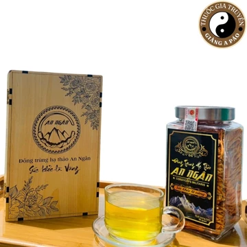 Nấm đông trùng hạ thảo sấy khô thăng hoa (50g) An Ngân hộp gỗ. Trà đông trùng hạ thảo ngâm rượu, mật ong, pha trà