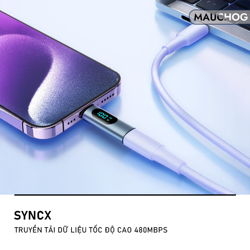 Đầu Chuyển Đổi Dây Cáp Sạc Type C Sang C 100W Type C Sang L 27W Màn Hình Led Siêu Nhỏ Gọn Tiện Lợi