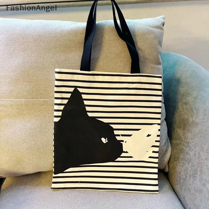 FashionAngel Sọc Túi Vải Nữ Sinh Viên Đại Học Lớp Vai Đi Lại Túi Dung Tích Lớn Túi Satchel Dễ Thương VN