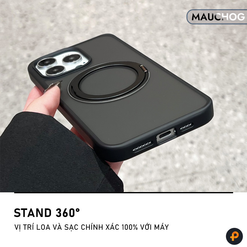 Ốp Lưng Trong Suốt Tích Hợp Giá Đỡ Xoay 360 Độ Cho Điện Thoại iPhone 17 Pro Max 16 15 14 13 12
