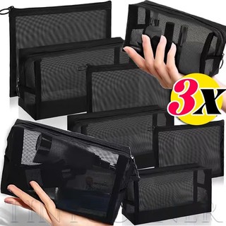 1 / 3 Túi Lưới Đen - Túi Đựng Mỹ Phẩm Trong Suốt - Túi Dây Kéo Giặt Đồ Vệ Sinh - Túi Trang Điểm Nhỏ Lớn - Dành Cho Mỹ Phẩm Văn Phòng Phẩm Rửa Vệ Sinh - Dụng Cụ Du Lịch Di Động