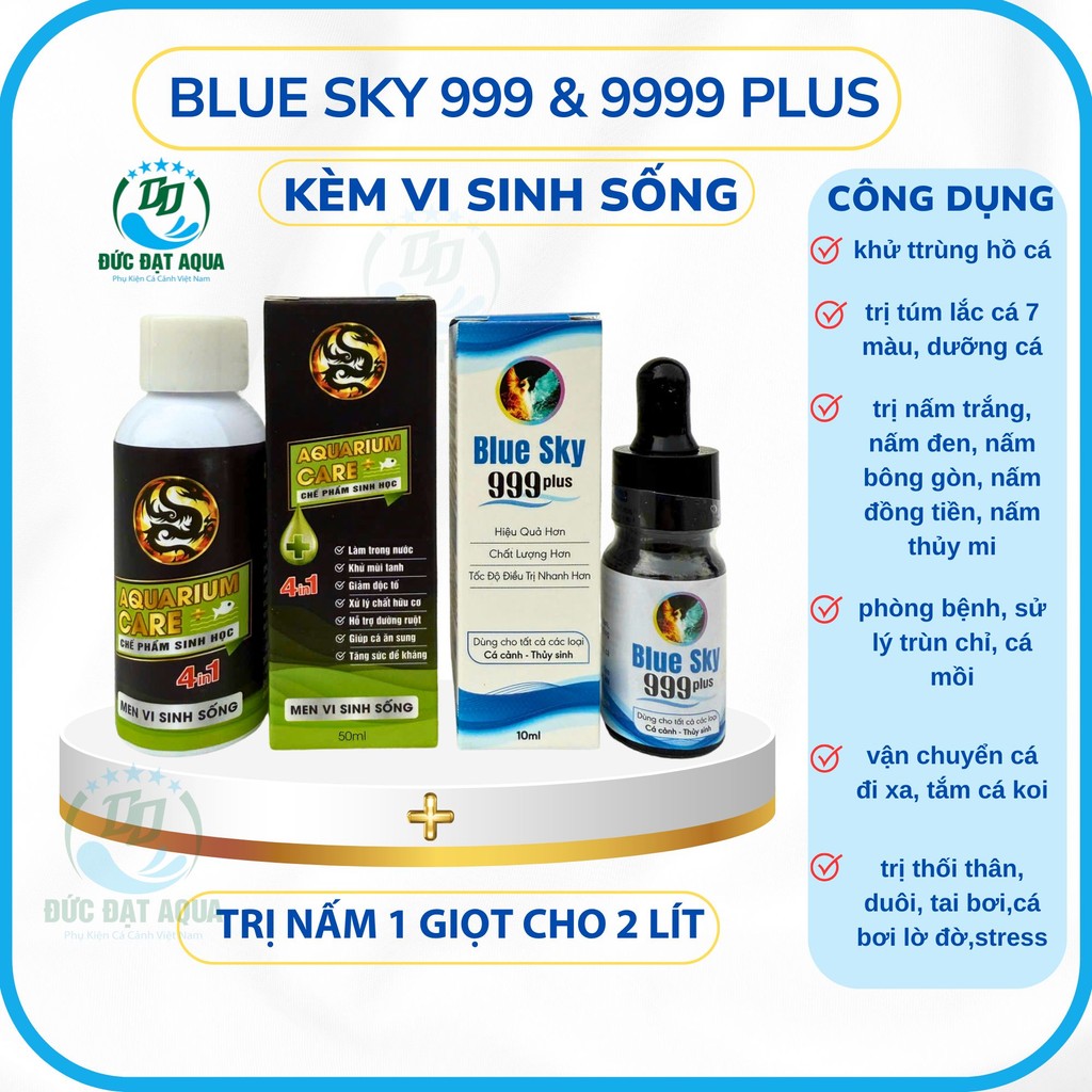 blue sky plus 999 & 9999 10ml, 50ml. 100ml Tặng 1 chai Vi Sinh Aquarium Care 50ml, 100ml, 250ml 5