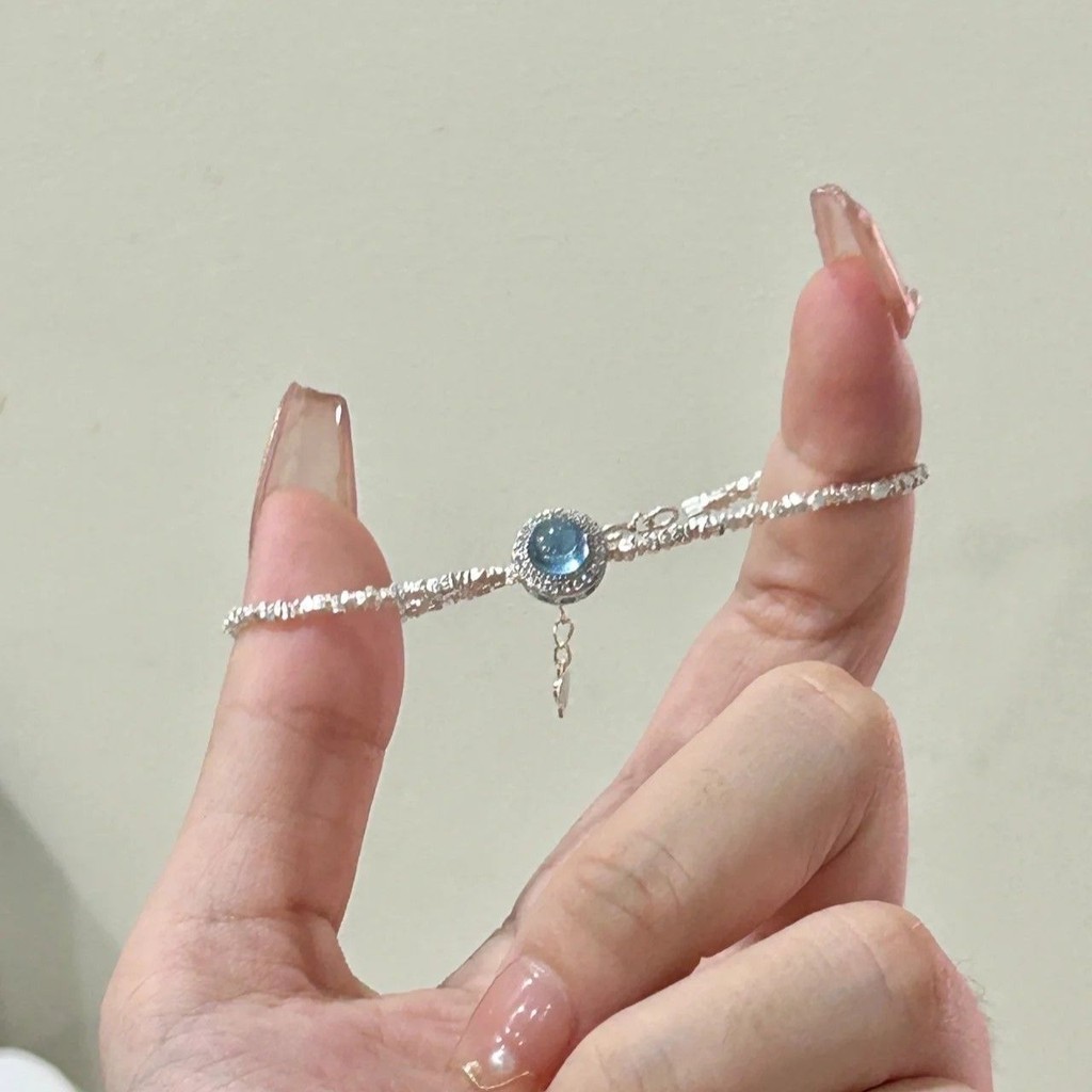 ☀Vòng tay Aquamarine bạc S925 cho phụ nữ, phong cách Ins, sang trọng nhẹ nhàng, thiết kế độc đáo, vòng tay tinh xảo cao cấp, quà tặng bạn bè, trang sức GPNH