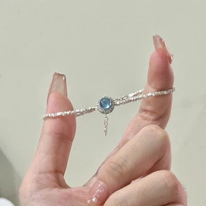 ☀Vòng tay Aquamarine bạc S925 cho phụ nữ, phong cách Ins, sang trọng nhẹ nhàng, thiết kế độc đáo, vòng tay tinh xảo cao cấp, quà tặng bạn bè, trang sức GPNH