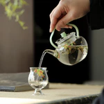 Ấm trà thủy tinh Osmanthus dày chịu nhiệt độ cao Nồi tay cầm dung tích nhỏ có thể mở lửa Bộ trà trà luộc gia đình [A204-04] — ảnh 4