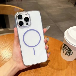 Ốp điện thoại không gian trong suốt cuộn dây từ tính mạnh mẽ cho IPhone 16 15 14 13 12 Pro Max Vỏ Acrylic Nút mạ điện Vỏ bảo vệ chống rơi