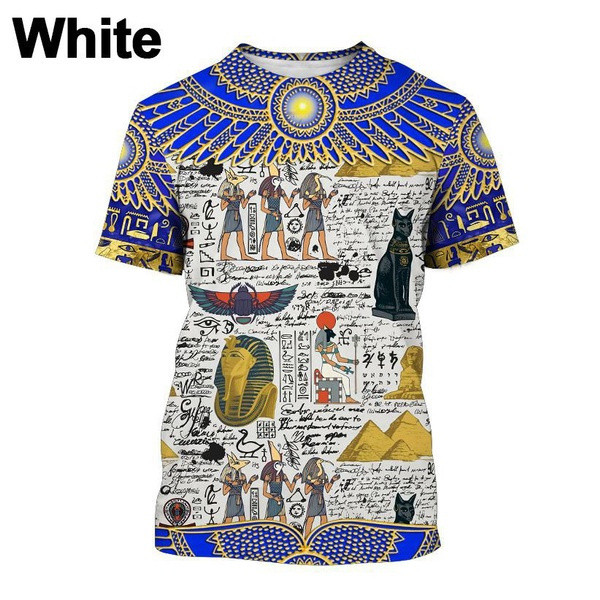 Áo thun thời trang mới về, unisex, in 3D mặt thần Horus cổ đại, mắt thần Ai Cập, mặt pharaoh Anubis, thời trang đường phố
