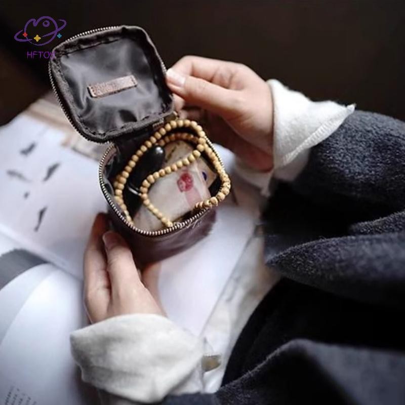 HFTOY Chất Lượng Cao Tối Giản Rau Da Bò Da Di Động Túi Son Môi Đồng Xu & Đựng Thẻ Túi Vuông ~