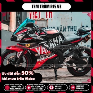 Tem trùm dán xe R15v2 tem xe đua màu đỏ | Mẫu R15-H021 | Decal dán xe R15 v2 chống nước, không phai màu