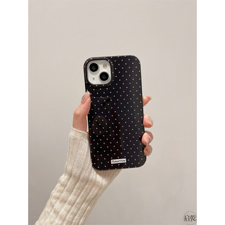 Sang Trọng Phong Cách Hàn Quốc Đen Sóng Điểm Ngọc Trai Nơ Pendent Ốp Lưng Điện Thoại iPhone 15Promax 12 13 14 Pro Max 11 Thời Trang Chống Sốc Silicon Mềm Nữ Tính Nữ Vỏ Di Động