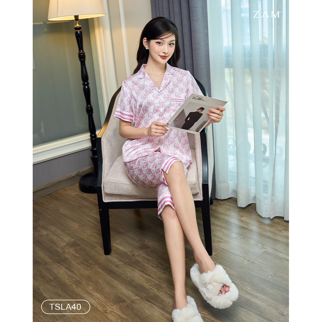 Ảnh BỘ MẶC NHÀ SHE BY ZAM - TSLA40 - BỘ NGẮN TAY QUẦN LỬNG CUTE HỒNG 3