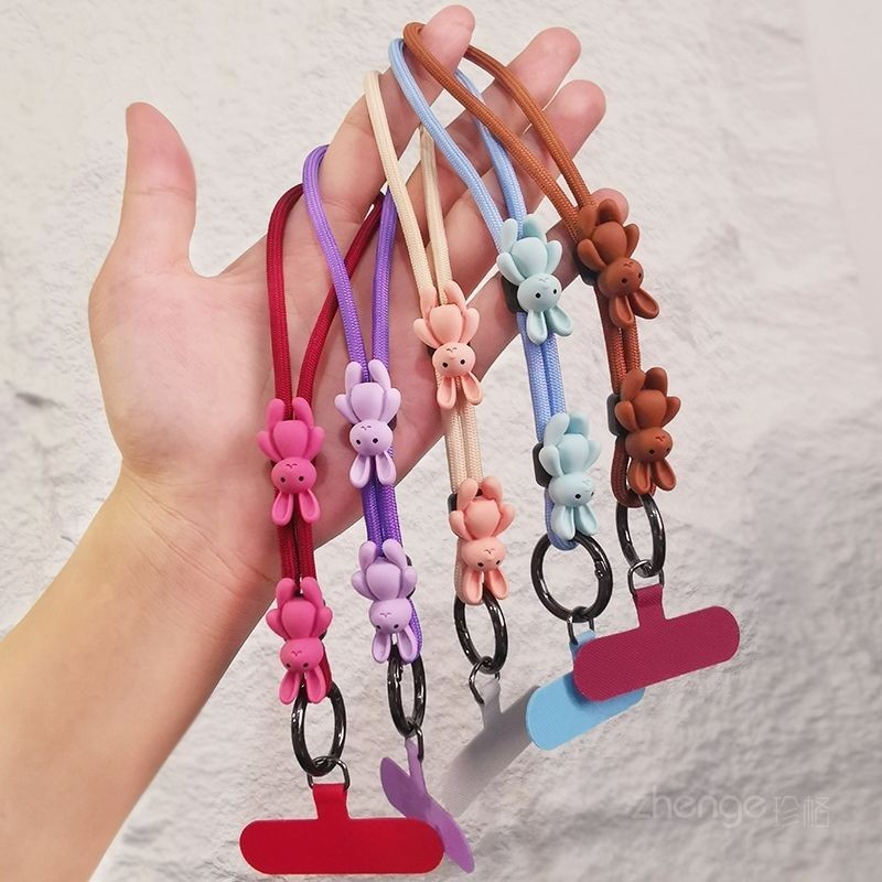 Phụ Kiện Điện Thoại Di Động Dây Ngắn Có Thể Điều Chỉnh Cổ Tay Mặt Dây Chuyền ins Hoạt Hình Bunny Di Động Chống Sốc Dây Treo Móc Khóa Hộp Đựng Thẻ Máy Ảnh Dây Xích Treo Điện Thoại Di Động Chống Mất Mạnh Phụ Kiện Đa Năng